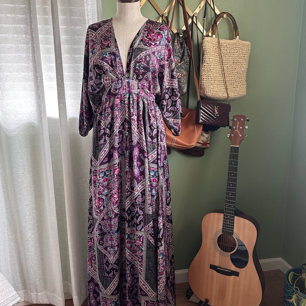 Lulu's Purple Paisley Maxi Dress